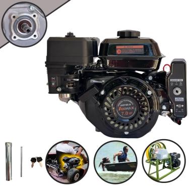Imagem de Motor À Gasolina Anmax AN210E 208cc 7HP 3.600rpm Motor Estacionário Com Partida Elétrica Profissional Para Construção Civil e Moendas de Cana