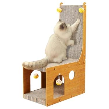 Imagem de YEMOO Arranhador para gatos, placa para arranhar gatos, arranhador vertical em forma de L para proteção de parede e sofá, arranhador de papelão para gatos com 4 brinquedos de bola de gato pa