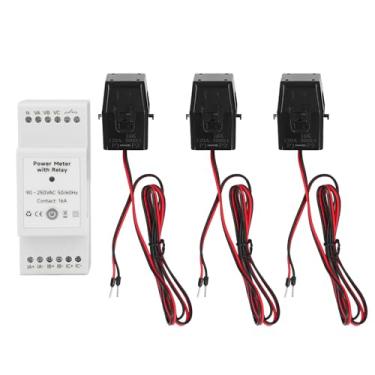 Imagem de WiFi Energy Monitor 3 Fase 4 Fio Smart App Control Medidor de uso de eletricide com relé e 3x120a CLAMP CT 90250VAC Material ABS 90x65x35mm Tamanho para uso doméstico e industrial
