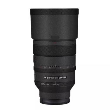 Imagem de Adesivo de lente de câmera para Sony FE 100 mm F2.8 STF GM Macro Coat Wraps Film Protector Vinyl Decal Skin 100 2.8 (couro preto)