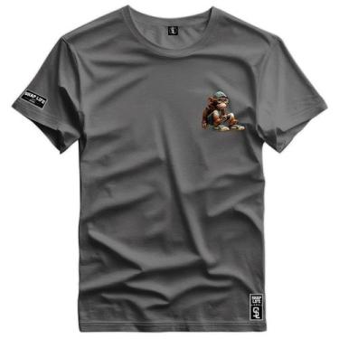 Imagem de Camiseta Coleção The Monkeys PQ Macaco Nerd Shap Life, M, Grafite