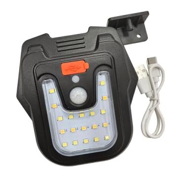 Imagem de IEUDNS Luz solar externa com movimento, decoração, economia de energia com 3 modos de iluminação, luzes de deck para quintal, cerca, porta da frente, jardim, Luz Quente E Branca