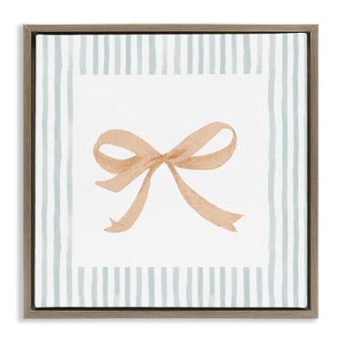Imagem de Stupell Industries Design de arte de parede em tela flutuante marrom com borda listrada com laço chique por PATRICIA PINTO, 45,7 x 45,7 cm