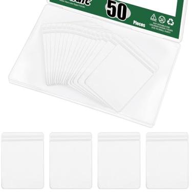 Imagem de Keadic 50 peças de plástico transparente reutilizável com zíper, sacos de plástico com zíper, sacos transparentes com fecho de zíper para armazenamento de sementes de cartões fotográficos (3,1" x 4,7