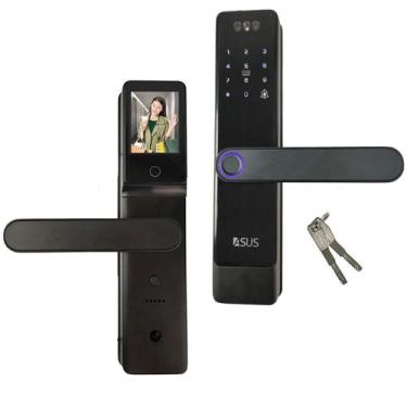 Imagem de Fechadura Digital Eletronica Porta Biometria Facial Wifi Senha Cartao 