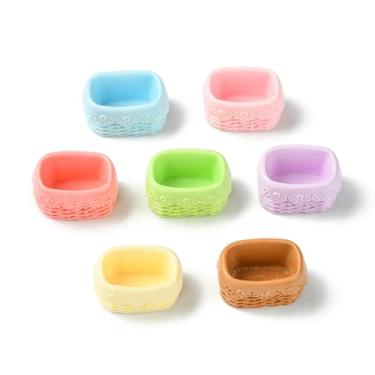 Imagem de UR URLIFEHALL 28 peças, 7 cores, mini cesta de resina, cesta de flores, ornamentos de casa de bonecas, para decorações de festa de micro paisagens