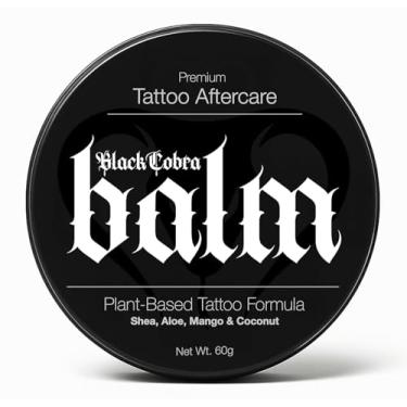 Imagem de Black Cobra Bálsamo de tatuagem – Fórmula de cuidados pós-tratamento à base de plantas com karité, aloe, manga e coco – revitaliza e hidrata a pele com tinta – não oleosa – lata de 60 g – Artista