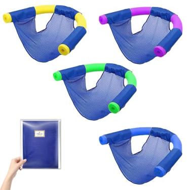 Imagem de Cadeira flutuante de malha para macarrão de piscina flutuante, apenas assento de rede de natação, ótima para relaxar na água (pacote com 12)