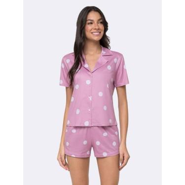 Imagem de Pijama Manga Curta Americano Corações ao Sol - Veggi, Rosa, G, Feminin