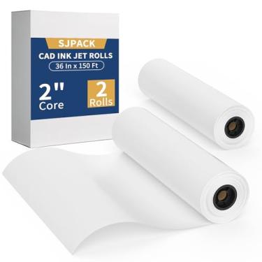 Imagem de SJPACK Rolo de papel de formato amplo, papel de plotter de 91 cm x 45 m com núcleo de 5 cm para impressão CAD e jato de tinta, papéis de ligação premium para arquitetura de engenharia e mapas (2 rolos