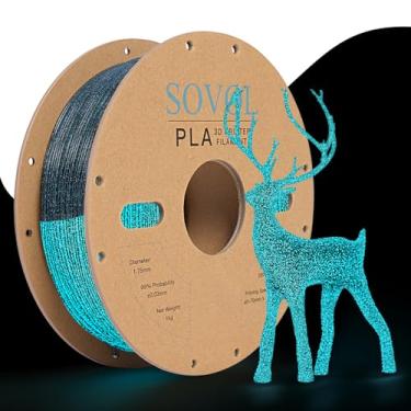 Imagem de Sovol Filamento de impressora 3D que brilha no escuro Filamento PLA 1,75 mm 1kg (2,2 lbs) Carretel Materiais de impressão 3D, precisão dimensional +/- 0,03 mm, azul brilhante