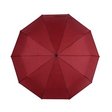 Imagem de Guarda-chuva Dobrável, Guarda-chuva Dobrável Totalmente Automático E Desdobrável Grande E Dobrável, Homens E Mulheres Reforçados Com Dobramento Extra Grande, Agate Red, One Size