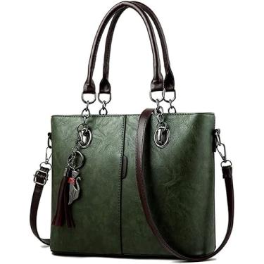 Imagem de Mensageiro Bolsa Mulheres Crossbody Bolsas De Luxo Bolsas Femininas Grande Couro Sólido Borla Crossbody Bolsas De Ombro Para Mulheres, Green