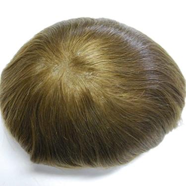 Imagem de Peruca masculina de renda suíça marrom claro nº 6 respirável para cabelo 100% humano