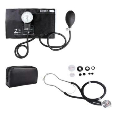 Imagem de Esfigmomanometro + Estetoscopio Duplo Profissional - Premium, Preto