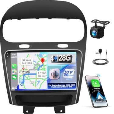 Imagem de [4G + 128G] Rádio de carro para Dodge Journey 2011-2019 Fiat Freemont low-end com carro sem fio CarPlay Android Auto, tela sensível ao toque de 22.9 cm Android 15 estéreo para carro com link espelhado