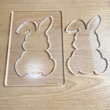 Imagem de Modelos de roteador de Páscoa, designs de acrílico da semana santa, 14 x 20 cm, modelos de igreja de ovo de cruz de coelho para marcenaria, 6 mm de espessura (coelhinho da Páscoa)