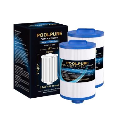 Imagem de POOLPURE Filtro de spa com alça removível 6CH-940RP substitui PWW50P3 (rosca grossa de 3,8 cm), 6CH-940, 817-0050, Filbur FC-0359, 25252, com dispensador de cloro integrado, filtro de rosca SAE com 2