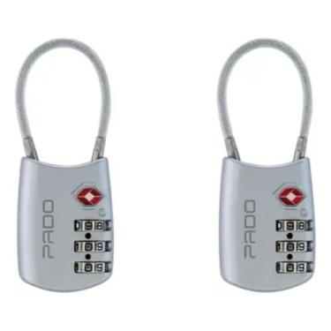 Imagem de Kit 2 Cadeados de Segredo com Haste Flexivel 3 Digitos Cor Prata para Mala, Mochila e Bagagem