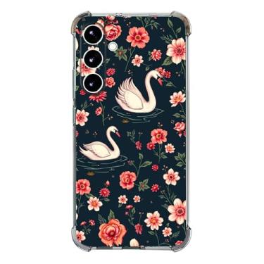 Imagem de Beaucov Capa para Galaxy S25 FE, Swan Red Flowers Drop Protection Capa à prova de choque TPU Capa protetora de corpo inteiro resistente a arranhões para Samaung Galaxy S25 FE