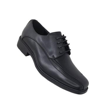 Imagem de Sapato formal juvenil de renda de couro preto para meninos - Lightbek 