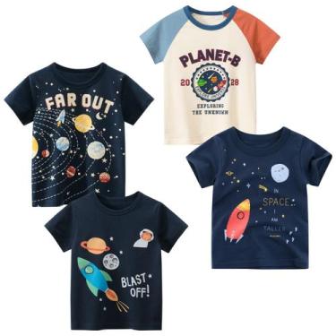 Imagem de Camiseta TABNIX Interstellar de manga curta, pacote com 4, meninos de 