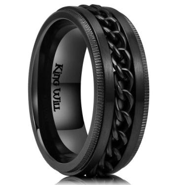Imagem de Ring King Will Intertwine Spinner de 8 mm em aço inoxidável preto