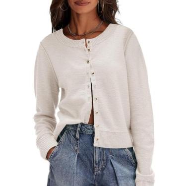 Imagem de Suéter de cardigã Saodimallsu feminino leve bege