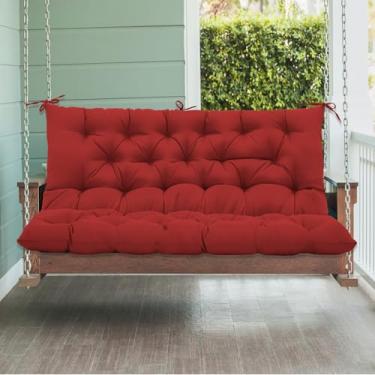 Imagem de EAGLE PEAK Almofada de balanço para varanda externa, almofada de banco de pátio de 2 a 3 lugares para móveis de exterior, substituição de almofada, 150 x 109 cm (vermelho)