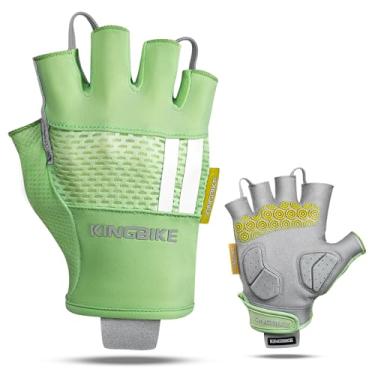 Imagem de BATFOX Luvas de ciclismo para homens e mulheres, luvas de mountain bike de meio dedo, com almofada antiderrapante para absorção de choque para ciclismo, academia, treino, atividades ao ar livre