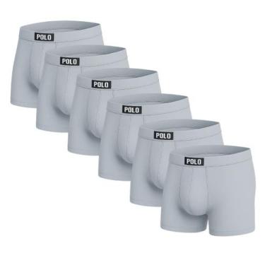 Imagem de Kit 6 Cuecas Boxer Polo Star Viscose Masculina Toque Gelado, Cinza, GG