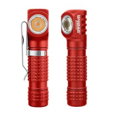 Imagem de Lanterna EDC de bolso Manker E02 III com clipe reversível de cauda magnética - Branco frio 400 lúmens AAA/10440 USB-C recarregável (vermelho, 4000K)