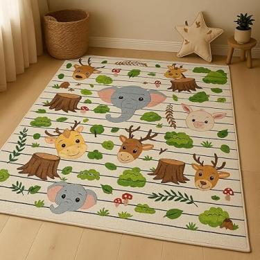 Imagem de Tapete Infantil para Quarto Kids 1,40x1,00 Moderno, Macio e Antiderrapante (Animais)
