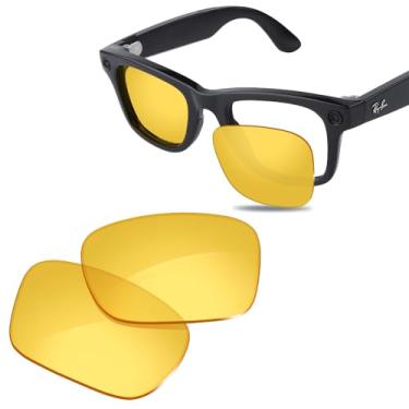 Imagem de Glintbay Lentes de óculos de sol de substituição 100% precisas para Ray-Ban Meta Wayfarer RW4006 50 mm - Amarelo cristal não polarizado