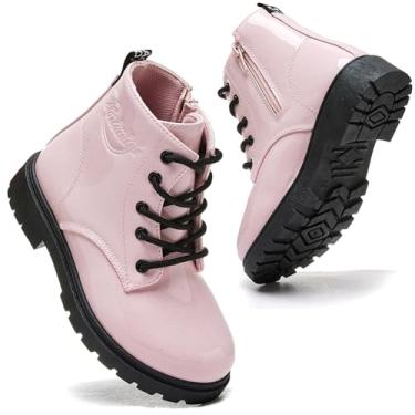 Imagem de Daclay Botas infantis para meninas botas infantis para atividades ao ar livre botas curtas de pelúcia para meninos, Rosa (p000), 19