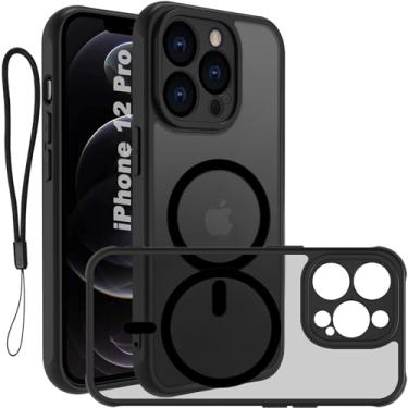 Imagem de USTIYA Magnética Capa para iPhone 12 Pro 6,1 polegadas Case Matte Acrílico Uso Resistente Protetora de Câmera Capinha Acessórios para Celular com Cordão Preto FGCX