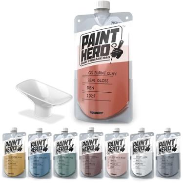 Imagem de Pacote com 8 sacos de armazenamento de tinta Paint Hero – Sacos herméticos recarregáveis de 1 litro com funil