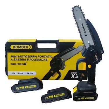 Imagem de Motosserra Elétrica Portátil 6 Pol Duas Baterias 1500w Mini Cor PretoA