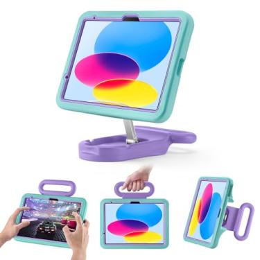 Imagem de Capa infantil para iPad (A16) 11ª/10ª geração 10,9 polegadas 2025/2022, suporte ajustável para retrato/paisagem/à prova de quedas com alça, capa adequada para crianças para iPad Air 11 (M3/M2) 2025