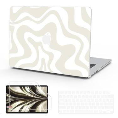 Imagem de B BELK Compatível com MacBook Air 13 polegadas 2025 2024 2023 2022 versão M4 M3 M2 A3240 A3113 A2681, capa rígida de plástico + capa de teclado + protetor de tela para MacBook Air 13,6 polegadas, bege