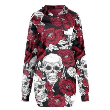 Imagem de Moletom feminino com capuz de manga comprida com capuz e bolso com est