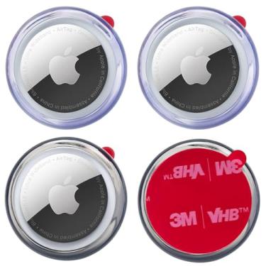 Imagem de echinff Pacote com 4 capas para Airtag, capa protetora com adesivo forte 3M compatível com etiquetas Apple Air para colar na TV, fones de ouvido remotos, mochilas, bagagem, laptop, câmera, bicicleta