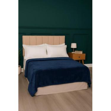 Imagem de Cobertor Lumini Casal Microfibra Manta Toque De Seda Corttex, Marinho