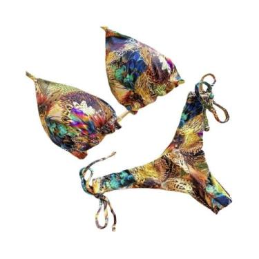 Imagem de Biquini Feminino Listrado com Nó Sexy - Tanga, Bandagem Micro e Estilo