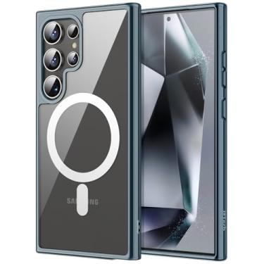 Imagem de JETech Capa Magnética para Samsung Galaxy S24 Ultra 5G, Compatível com MagSafe, Case Protetora à Prova de Choque, Capinha Traseira Rígida Claro para PC que Não Amarela (Azul Profundo)