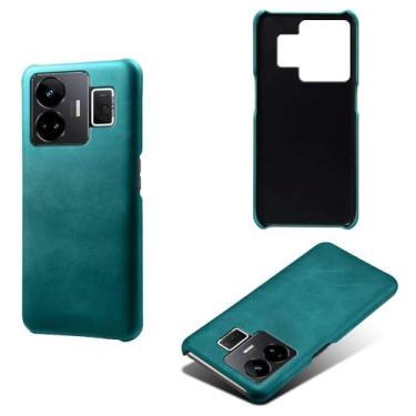 Imagem de Capa para OPPO Realme GT Neo 5 5G,Proteção contra quedas,Casca de volta de cor sólida simples,Design de couro de imitação de plástico-Green