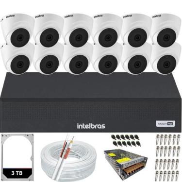 Imagem de Kit 12 Câmeras Intelbras Dome 1120d Dvr Mhdx 16 Canais Hd 3TB