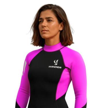 Imagem de Maiô Esportivo Winder Neoprene 1.5mm Surf Natação Mergulho, Preto, Ros