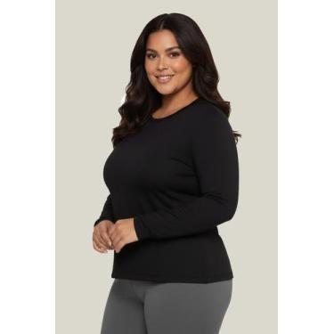 Imagem de Camiseta UV Feminina Plus Size Manga Longa UV 50+ WSS Brasil, Preto, G