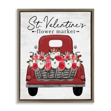 Imagem de Stupell Industries Arte de parede em tela flutuante marrom do caminhão do mercado de flores de São Valentim, design por Lettered and Lined, 78 x 63 cm
